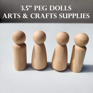 LARGE 4 Peg Dolls Craft Supplies 3.5" Tall Arts and Craft Supplies Wedding Cake